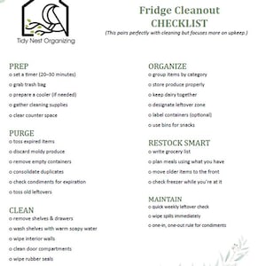 Liste de contrôle pour le nettoyage du réfrigérateur