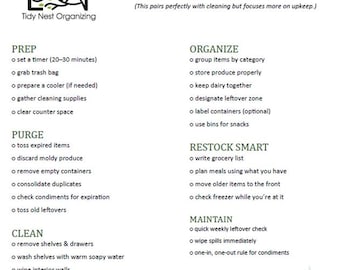 Lista de verificación para la limpieza del refrigerador