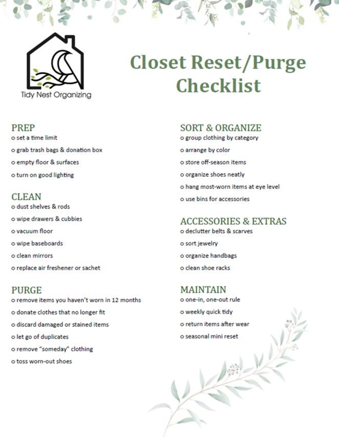 Declutter Your Closet Checklist/guide - Etsy