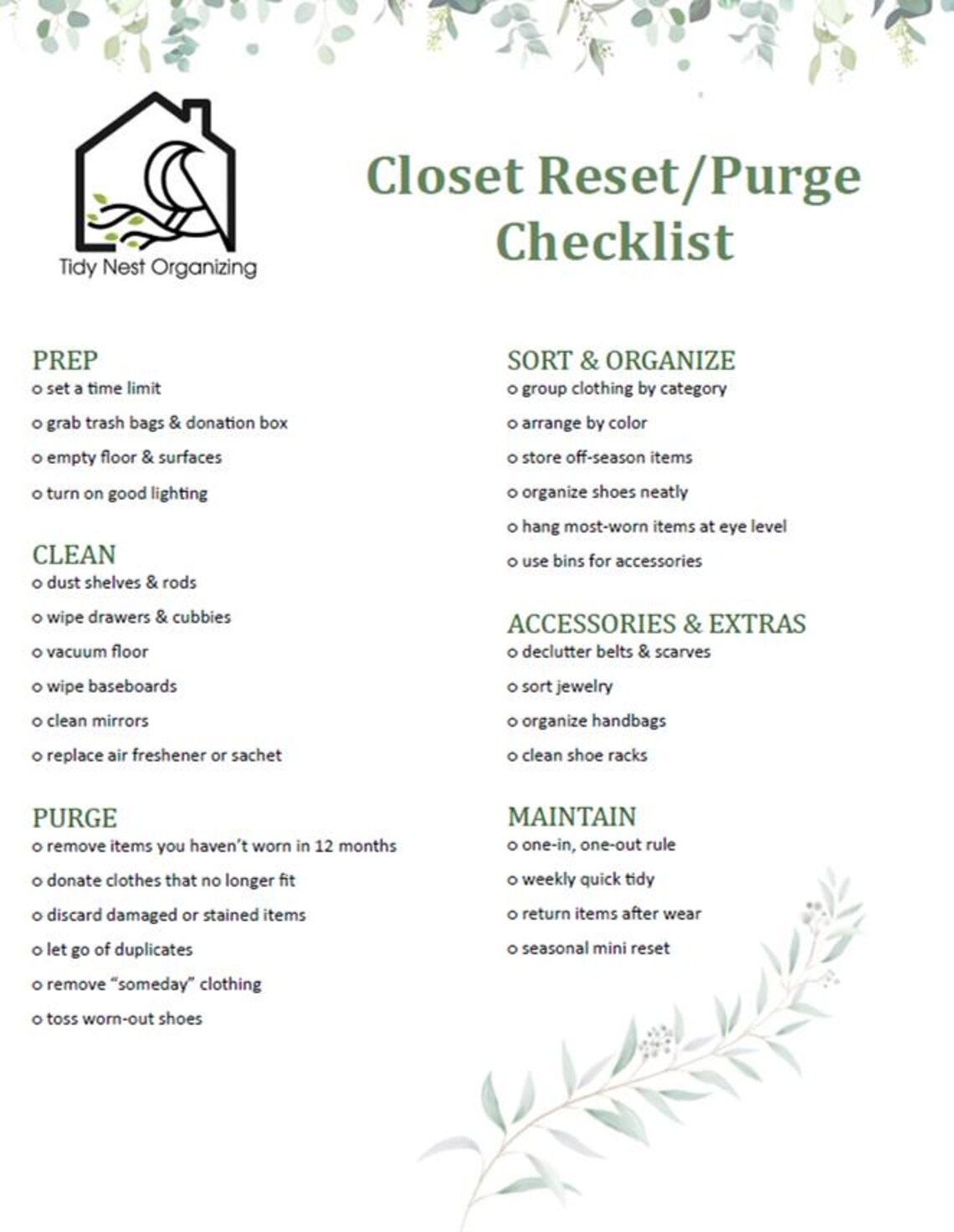 Declutter Your Closet Checklist/guide - Etsy