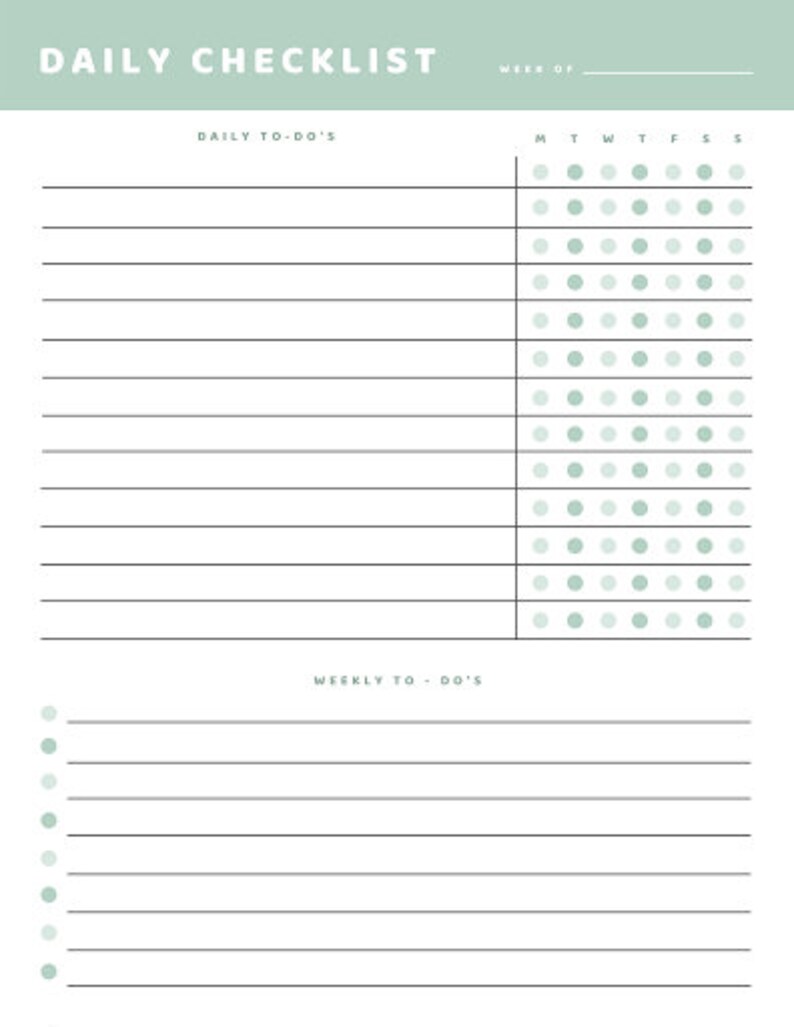 Checklist Rows Daily Check List - to Do List - Etsy