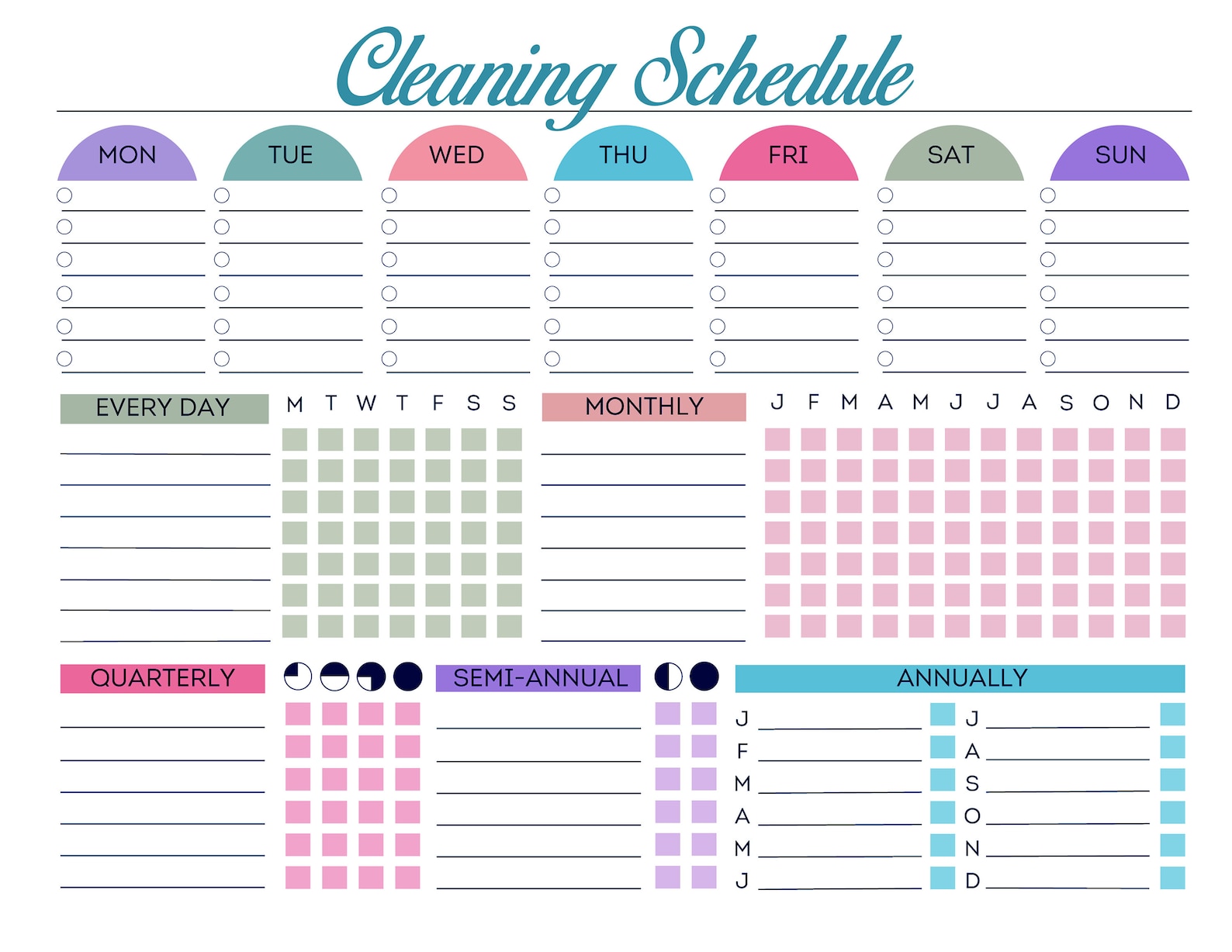 Clean Schedule Monthly Daily Weekly - Etsy