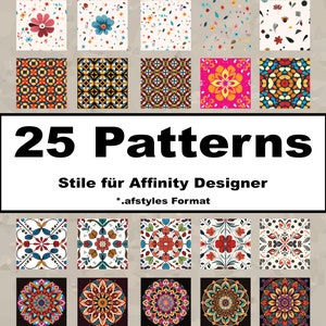 PACKAGE 5 I 25 Patterns / Styles for Affinity Designer I Backgrounds for shapes I Styles for shapes I AI supported designs I *.afstyles