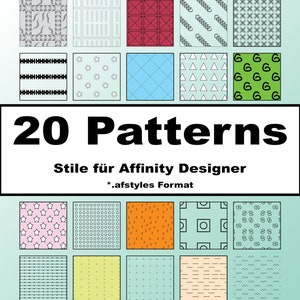 PAKET 2 I 20 Patterns / Stile für Affinity Designer I Hintergründe für Formen I Stile für Formen