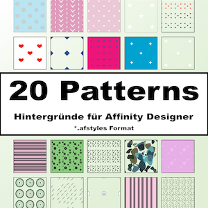 20 Motifs / Styles pour Affinity Designer I Arrière-plans pour Formes I Styles