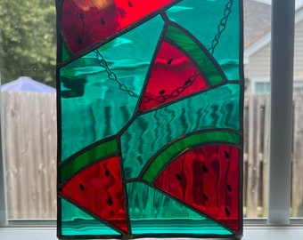 Stained Glass Watermelon Panel