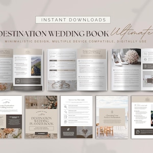Elegant Destination Wedding Book Template for Couples and Planners | Editable Canva Design