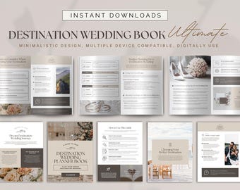 Elegant Destination Wedding Book Template for Couples and Planners | Editable Canva Design