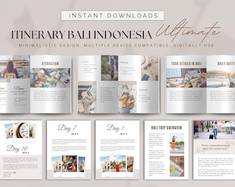 Ultimate Bali Indonesia Travel Itinerary Template | Digital Trip Planner for Vacation & Adventure