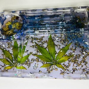 Real Marijuana Leaf Resin Rolling Tray 