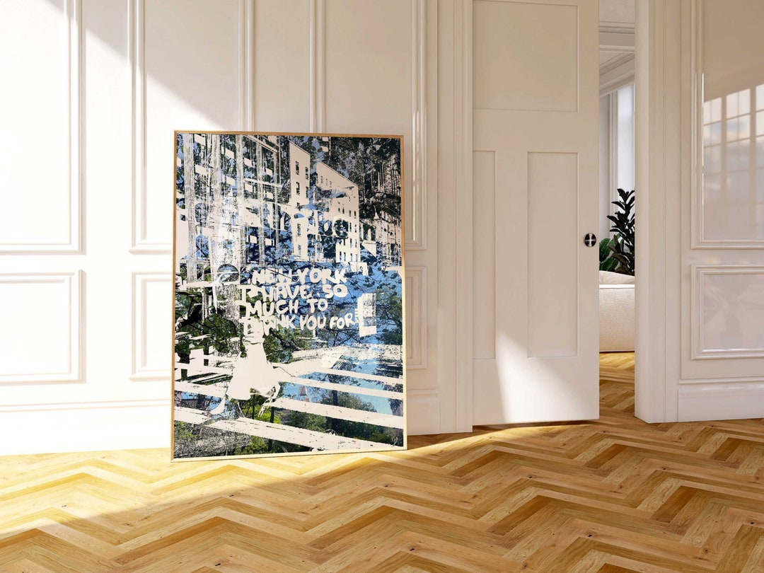 Trendy New York City Crosswalk Wall Print, Digital Art Download