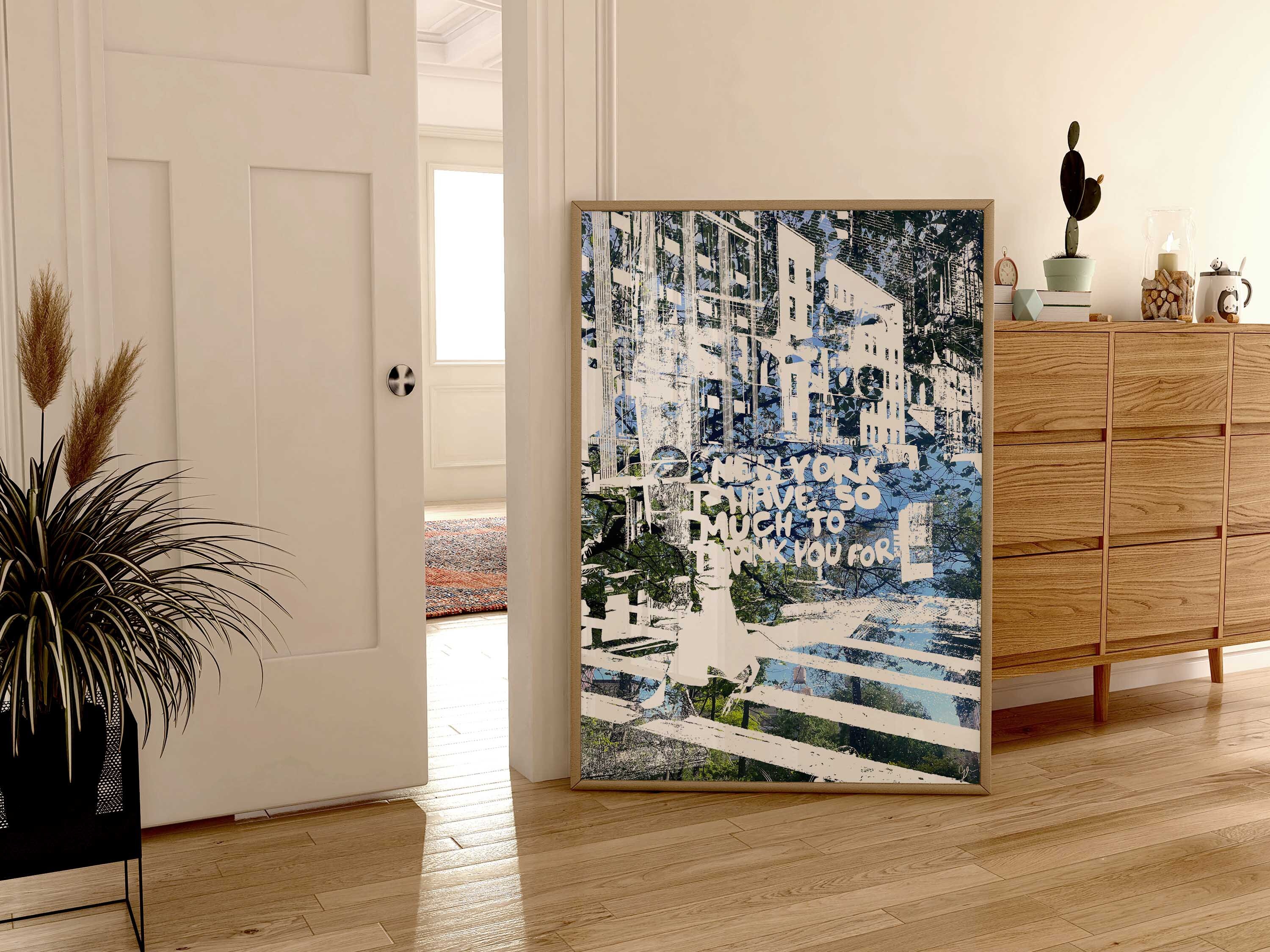 Trendy New York City Crosswalk Wall Print, Digital Art Download