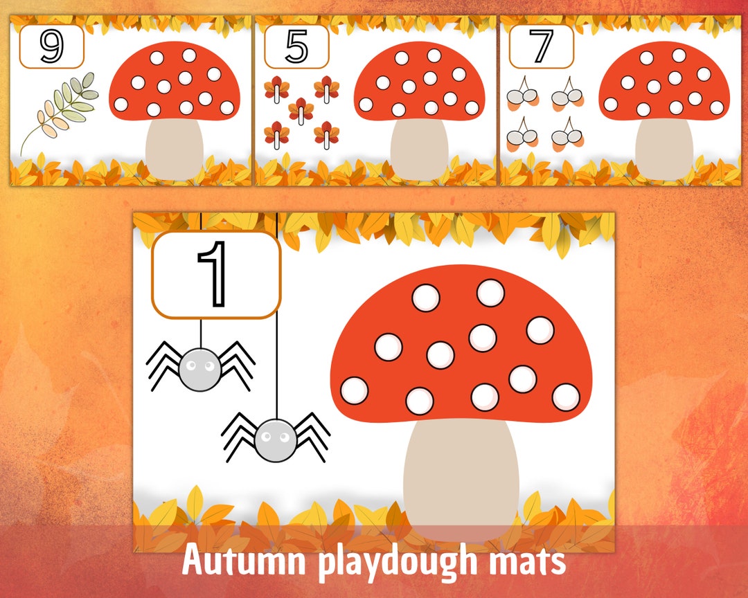 Fall Play Dough Mats Preschool Printables Play Doh Mats Homeschool  Kindergarten Activity for Kids Montessori Toddler Activities Autumn 