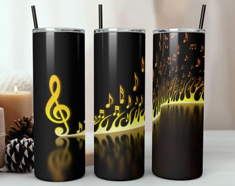 Music Notes Tumbler Wrap, 20 oz Skinny Tumbler, Sublimation Design Digital Download PNG, Sheet Music 20 oz Tumbler, Music Skinny, PNG Files