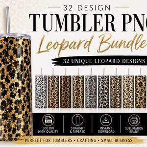 Leopard Tumbler Wrap Cheetah Print Tumbler Bundle Sublimation Designs 20oz Skinny Tumbler Straight Png Tumbler Template Png Seamless, PNG