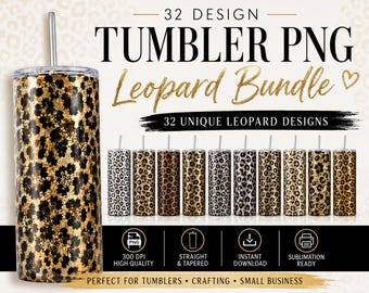 Leopard Tumbler Wrap Geparden Print Tumble Bundle Sublimation Designs 20 Unzen Skinny Tumbler Gerade Png Tumbler Vorlage Png Nahtlos, PNG