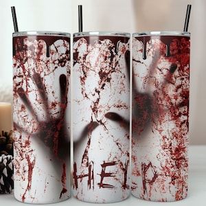 Bloody Hand Tumbler Design, Horror 20oz Skinny Tumbler, Halloween Movie Tumbler Wrap Png Sublimation, Scary Movie Tumbler, Digital Download