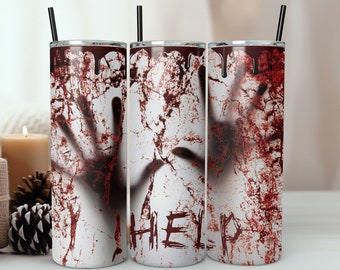 Bloody Hand Tumbler Design, Horror 20oz Skinny Tumbler, Halloween Movie Tumbler Wrap Png Sublimation, Scary Movie Tumbler, Digital Download