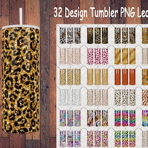 Leopard Tumbler Wrap Cheetah Print Tumbler Bundle Sublimation Designs 20oz Skinny Tumbler Straight Png Tumbler Template Png Seamless, PNG