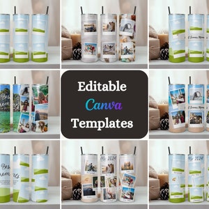 Fully Editable Canva Tumbler Template with Pictures and Custom Text, Add Your Elements, Textures, Photos and Name, Family Photo Collage