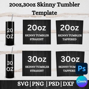 Skinny Tumbler Template Canva, Tumbler Template, Editable In Canva 20oz Full Tumbler Wrap, Drag Drop Templates, Personalized Tumbler