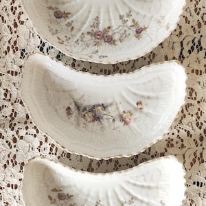 Vintage China Bone Plates Purple Brown Transferware, Set of 3