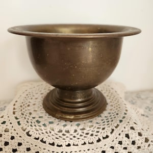 Antique Small Brass Pedestal Bowl