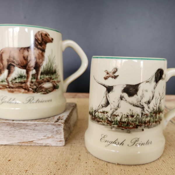 Vintage Dog Breed Mug, Choice of Golden Retriever or English Pointer