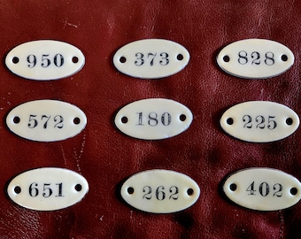Vintage French Enamel/Brass Number Tags