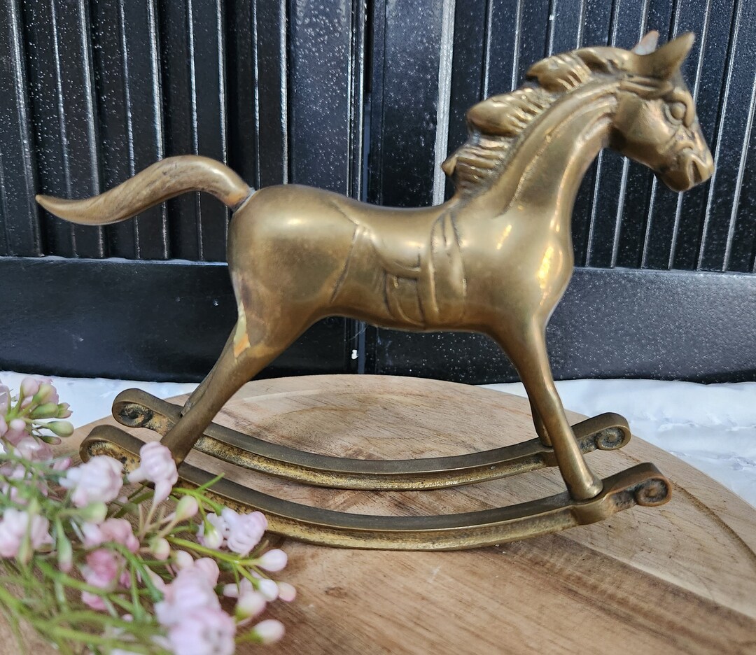 Vintage Brass Rocking Horse Etsy