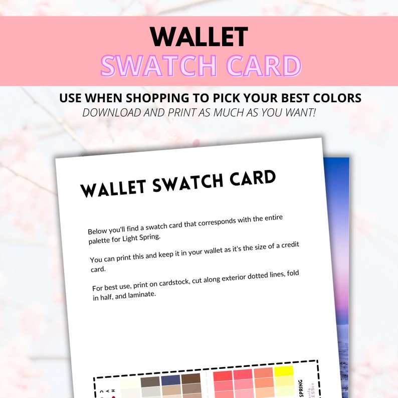 True Spring Swatch Wallet Light Spring Color Guide: Seasonal Color Analysis E-book (printable PDF ...