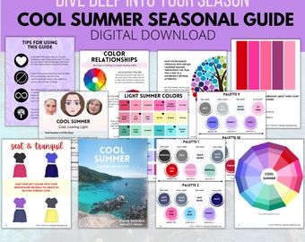 Cool Summer Seasonal Color Guide/ E-book Color Guide/ Printable / Digital Download /True Summer/ Summer Color Seasons - TSu12