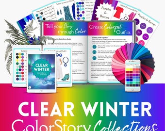 Clear Winter ColorStory Collections  OUTFIT GUIDE 12 seasons, color analysis, winter seasons, bright winter outfits pdf - BWiI12