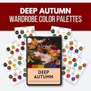 Deep Autumn Color Palettes 12 PREMADE WARDROBE PALETTES seasons, color analysis, autumn seasons, capsule wardrobe pdf - DAu12