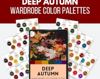 Deep Autumn Color Palettes 12 PREMADE WARDROBE PALETTES seasons, color analysis, autumn seasons, capsule wardrobe pdf - DAu12