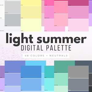 Light Summer Color Palette  DIGITAL SWATCH FAN 12 seasons, color analysis, summer season color fan pdf - LSu12
