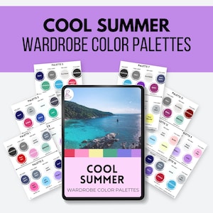 クールな夏のカラーパレット 12 の既製ワードローブパレット 季節、カラー分析、夏の季節、カプセルワードローブ pdf - TSu12