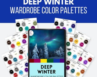 Deep Winter Color Palettes  12 PREMADE WARDROBE PALETTES seasons, color analysis, winter seasons, capsule wardrobe pdf - DW12