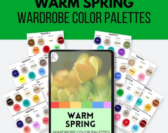 Warm Spring Color Palettes 12 PREMADE WARDROBE PALETTES seasons, color analysis, spring seasons, capsule wardrobe pdf - WSp12