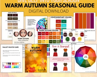 Guía de colores de temporada de otoño cálido/ Libro electrónico/Paleta de colores digitales descargable/Otoño cálido