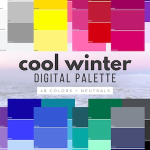 Cool Winter Color Palette  DIGITAL SWATCH FAN 12 seasons, color analysis, true winter, winter season color fan pdf - TWi12