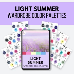 Light Summer Color Palettes 12 PREMADE WARDROBE PALETTES seasons, color analysis, summer seasons, capsule wardrobe pdf - LSu12