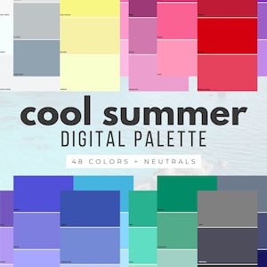Cool Summer Color Palette  DIGITAL SWATCH FAN 12 seasons, color analysis, true summer, color fan pdf - TSu12