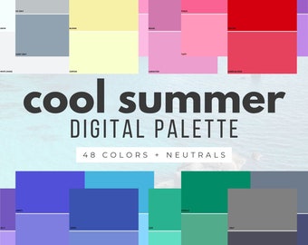 Cool Summer Color Palette DIGITAL SWATCH FAN 12 Seasons, Color Analysis