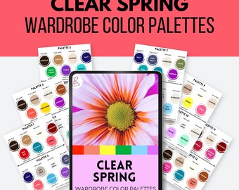 Clear Spring Color Palettes  12 PREMADE WARDROBE PALETTES seasons, color analysis, spring seasons, capsule wardrobe pdf - BSp12