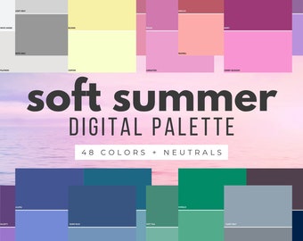 Paleta de colores suaves de verano: 48 colores y neutros (muestra digital)
