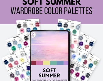 Soft Summer Color Palettes 12 PREMADE WARDROBE PALETTES seasons, color analysis, summer seasons, capsule wardrobe pdf - SSu12