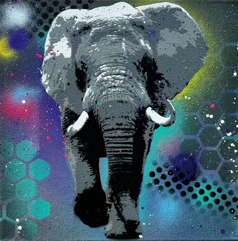 Graffiti Elephant Digital Print image 1