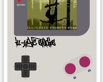 Studio logo with Gameboy and Skate or Die game