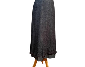 Vintage 90s Black Lace Acetate Pencil Skirt - Gothic Grunge Small